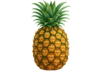 Fototapeta premium Photorealistic 3d rendering of a ripe pineapple fruit with green crown on a transparent background, perfect for compositions