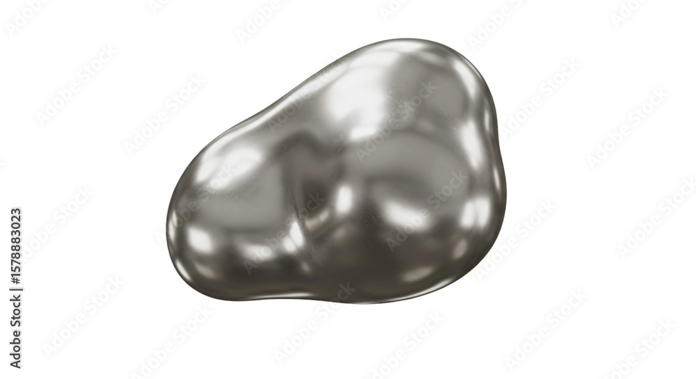 Aufkleber 3d rendering silver metal liquid chrome drop with transparent background