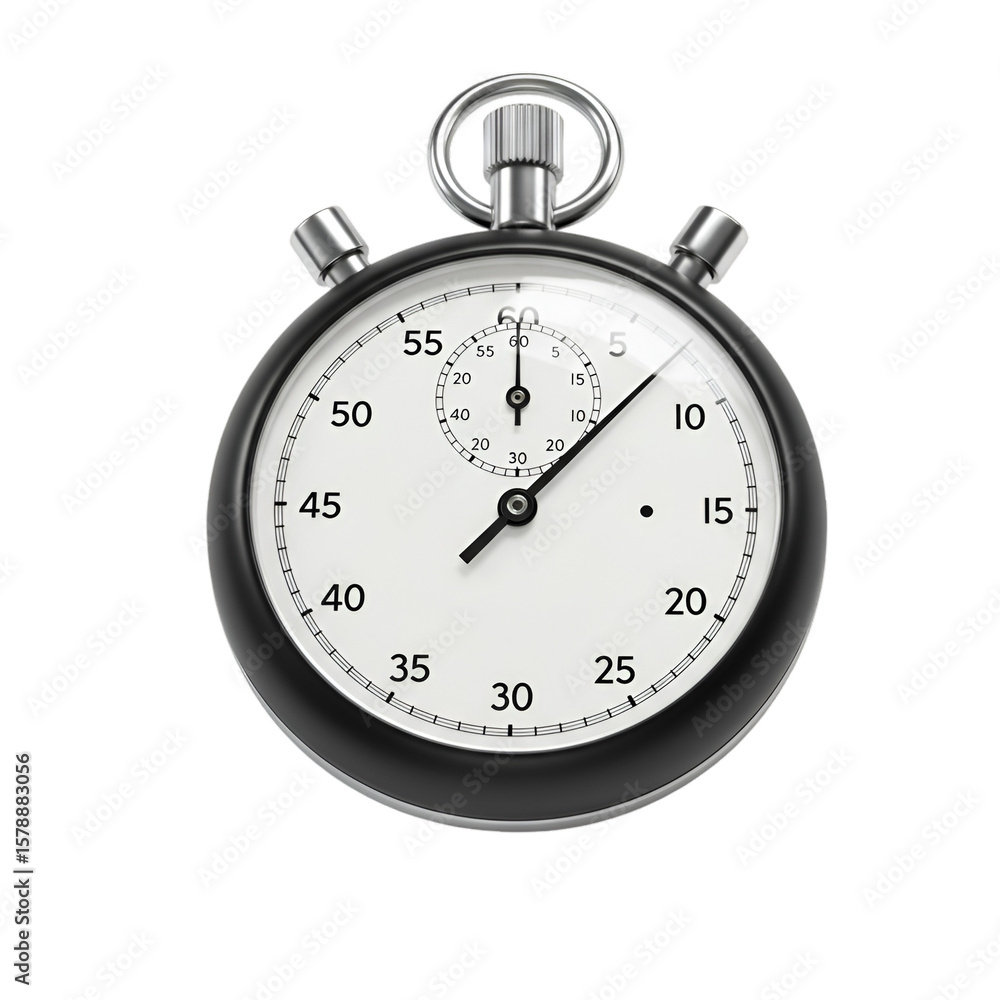 Poster 3d rendering stopwatch measuring time with transparent background