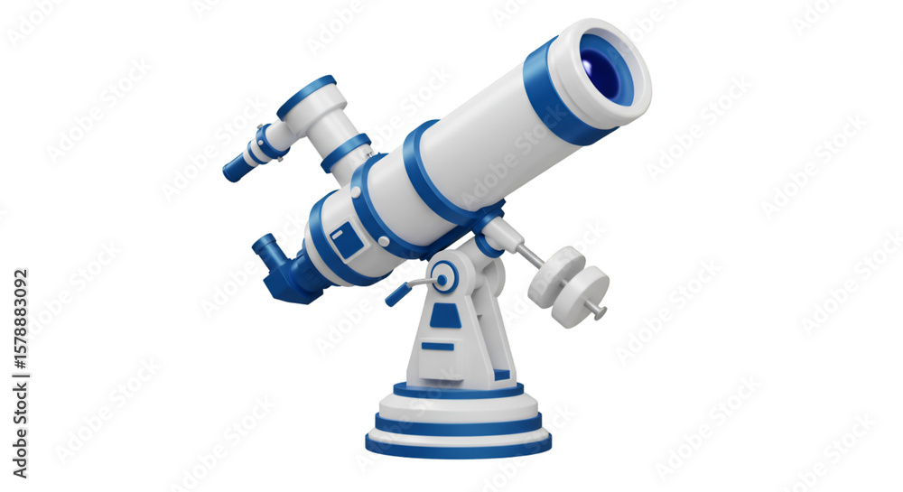 Poster 3d rendering telescope astronomy science object isolated on transparent background