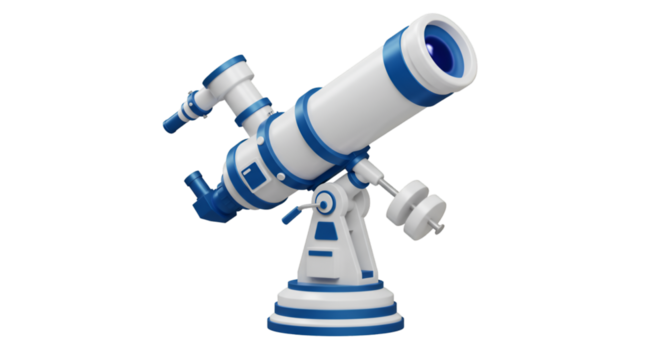 3D Rendering Telescope Astronomy Science Object Isolated on Transparent Background