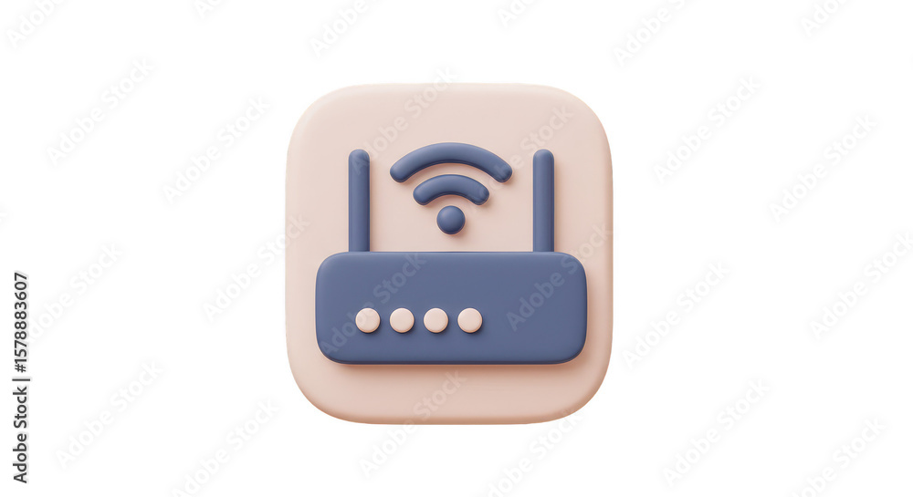 Poster 3d router illustration with wifi network connection and transparent background