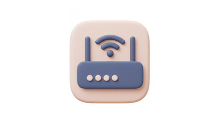 3D Router Illustration with Wifi Network Connection and Transparent Background