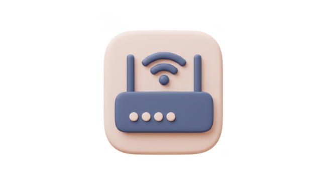 3D Router Illustration with Wifi Network Connection and Transparent Background