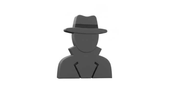 3D Silhouette of Gray Spy Agent Incognito Detective on Transparent - Powered by Adobe