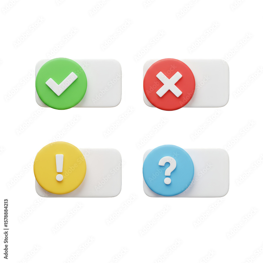 Fototapete 3d toggle switch buttons with check cross question mark design