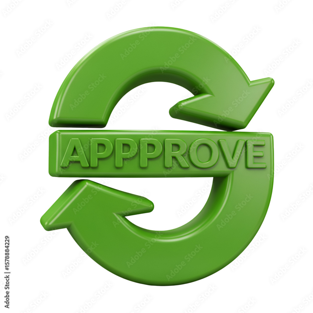 Aufkleber 3d rendering of green approve cycle arrow on transparent background