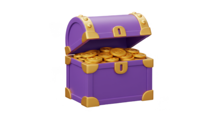 3D Treasure Chest Gold Coins Wealth Pirate Reward PNG Background