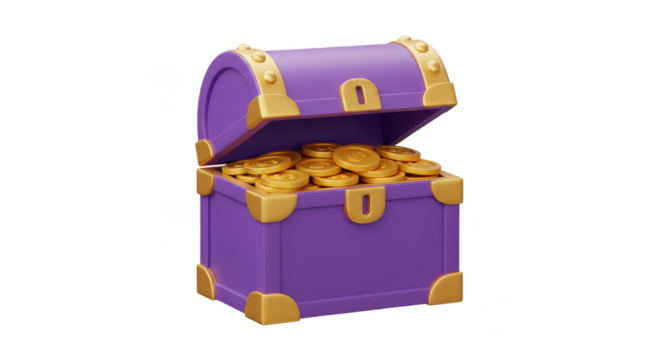 3D Treasure Chest Gold Coins Wealth Pirate Reward PNG Background