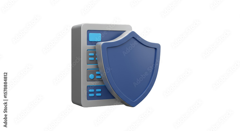 Poster 3d rendering of shielded server data protection security network