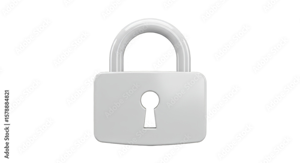 Aufkleber 3d rendering of shiny padlock security system on transparent bg