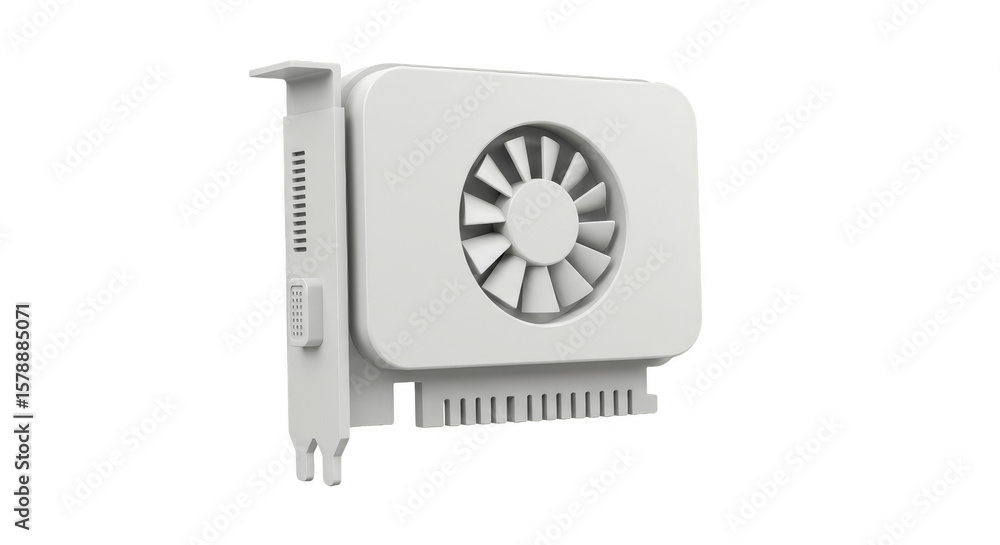 Poster 3d rendering white graphic card video for computer hardware technology
