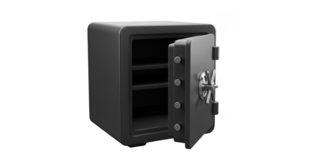 3D Rendering Vault Safe Box Protection with Transparent Background