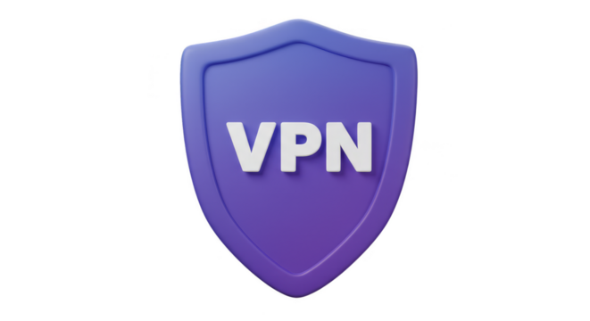 3D Rendering VPN Shield Security Internet Protection Purple