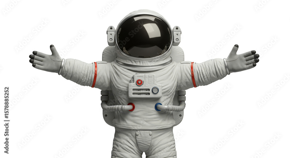 Poster 3d rendering astronaut in white spacesuit isolated transparent background