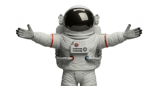 3D Rendering Astronaut In White Spacesuit Isolated Transparent Background