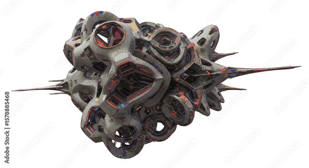 Poster abstract complex fractal structure transparent background design art