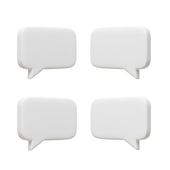 3D Rendering White Glossy Speech Bubble Communication Isolated Background