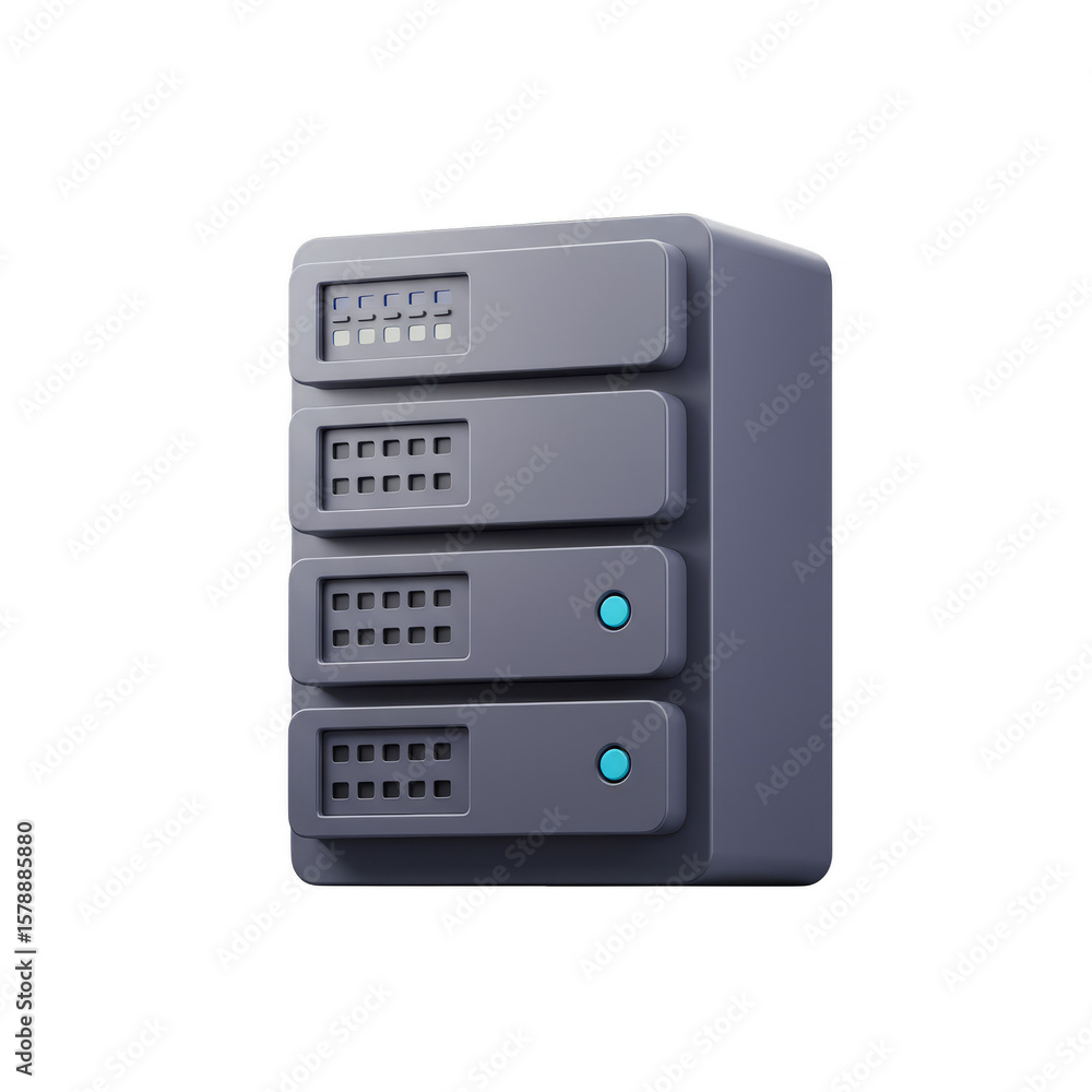 Poster 3d server illustration data rack storage computer system transparent