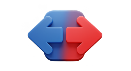 3d Transfer Arrows in Blue and Red Icon Illustration Render