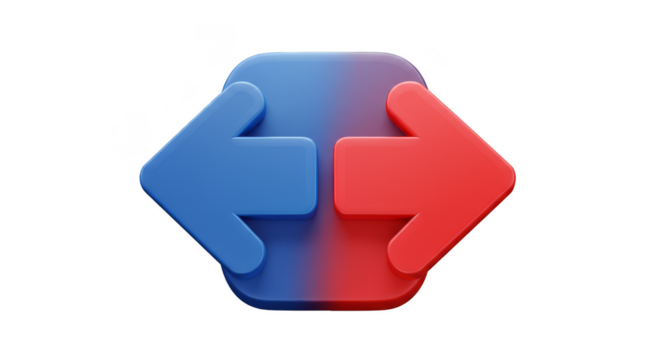 3d Transfer Arrows in Blue and Red Icon Illustration Render