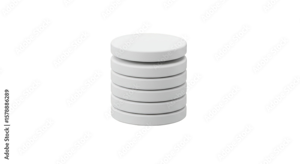 Aufkleber 3d stack white round cylinders isolated shape clean object render