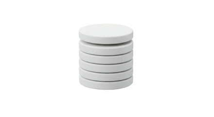 3d Stack White Round Cylinders Isolated Shape Clean Object Render