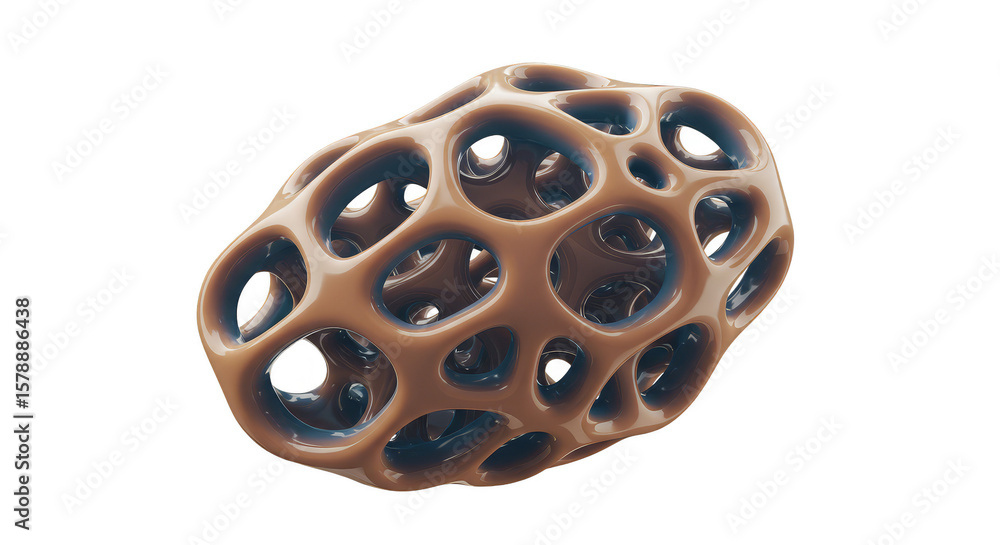 Poster Abstract 3D Object Interconnected Structure Geometric Shape Brown
