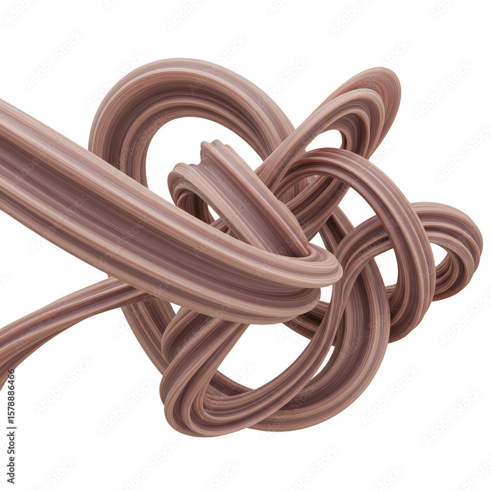 Poster abstract 3d knot with geometric texture shapes pattern illustration