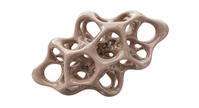 Abstract 3D Organic Molecular Structure Network Foam Beige Rendering