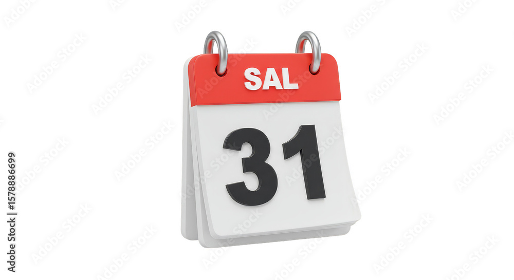 Poster 3d rendering isolated calendar marked the 31st date reminder