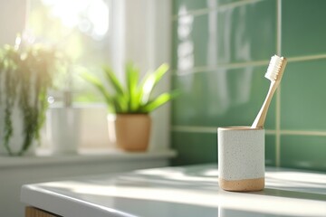 Toothbrush holder in bathroom