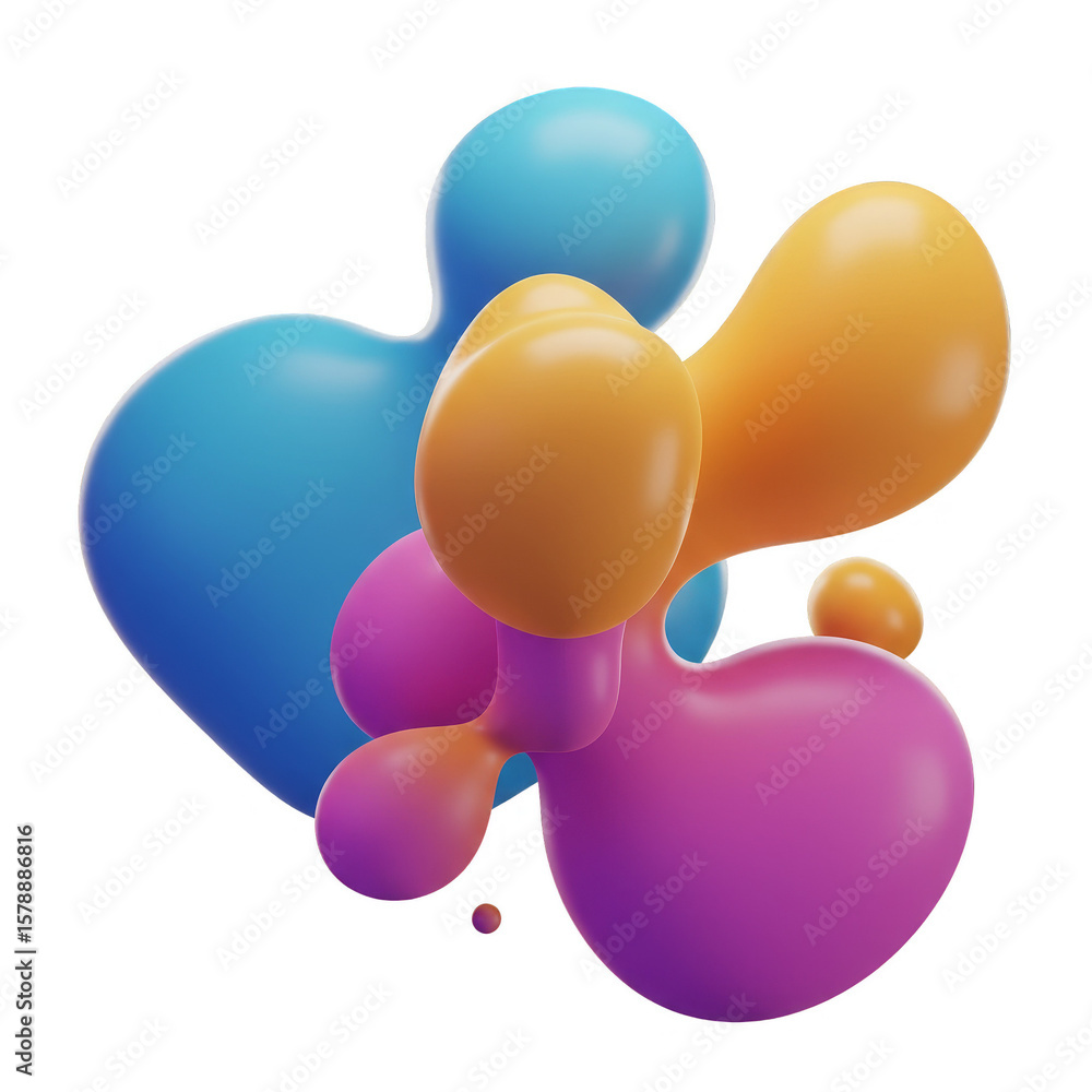 Fototapete abstract 3d blobs shapes background render fluid elements