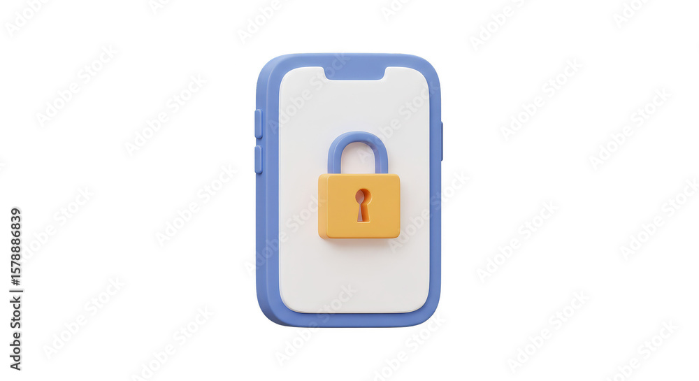 Poster 3d rendering locked phone security mobile data protection