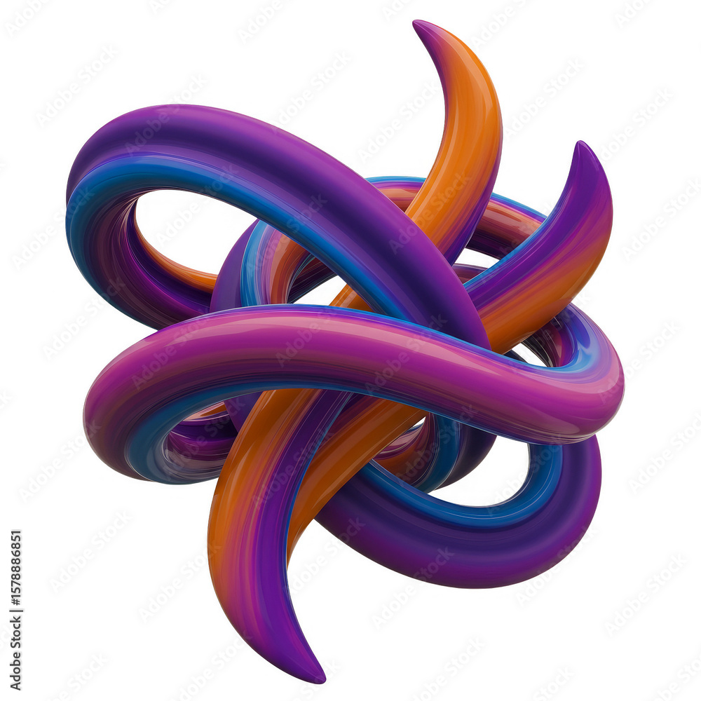 Poster abstract 3d colorful shape curves isolated transparent background