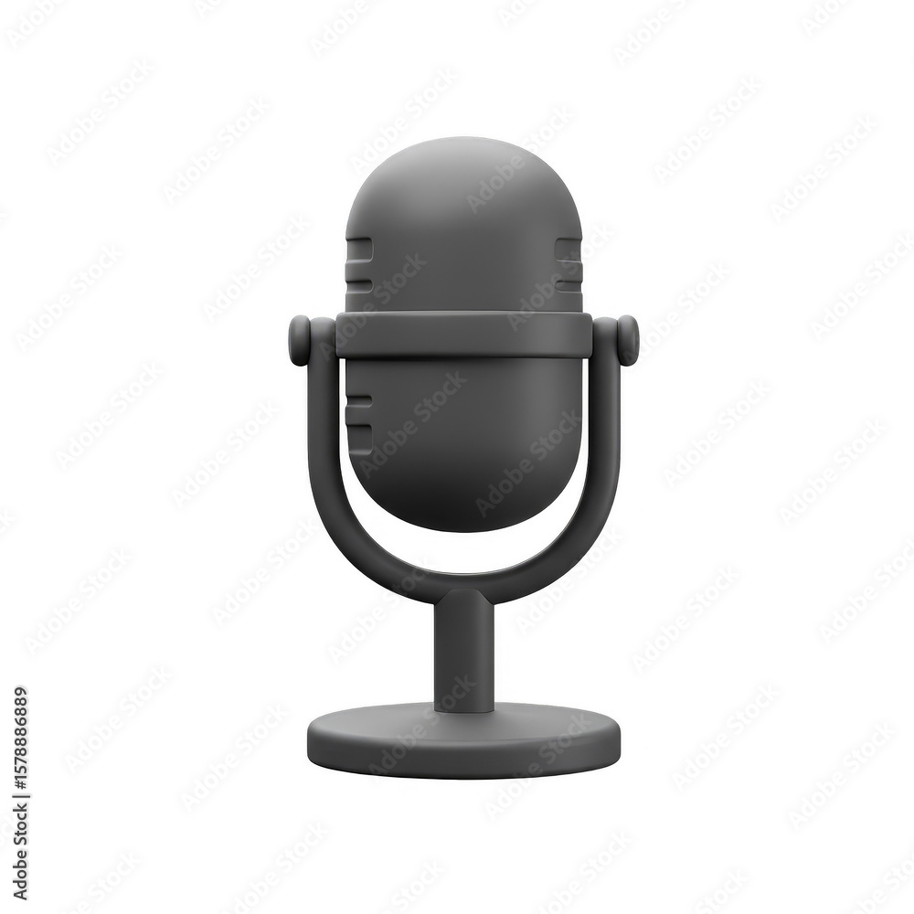 Poster 3d rendering microphone retro sound isolated transparent background