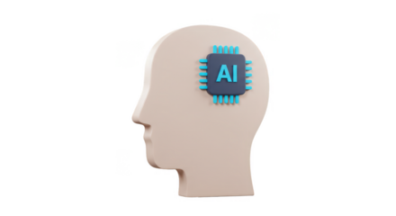 3D Rendering of AI Brain Head Icon Artificial Intelligence Concept