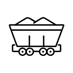 Bulk material wagon with sand on wheels in minimalist style  