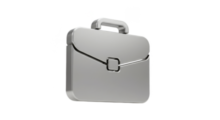 3D Rendering of Silver Briefcase Business Bag On Transparent Background