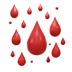 Obraz premium Blood Drops Abstract Red Liquid on Transparent Background 3d
