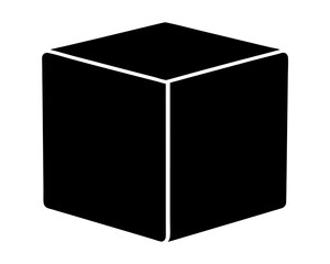 Isolated three dimensional black cube with rounded corners graphic icon design