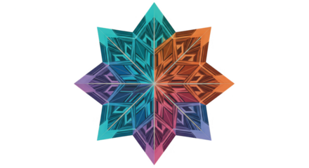 Abstract Geometric Star Pattern Transparent Background Ornament Design