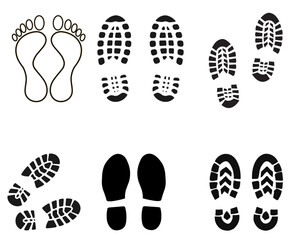 Distinct foot and shoe prints — symbolizing movement, direction, and human presence.
