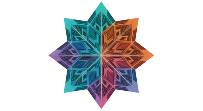 Abstract Geometric Star Pattern Transparent Background Ornament Design - Powered by Adobe