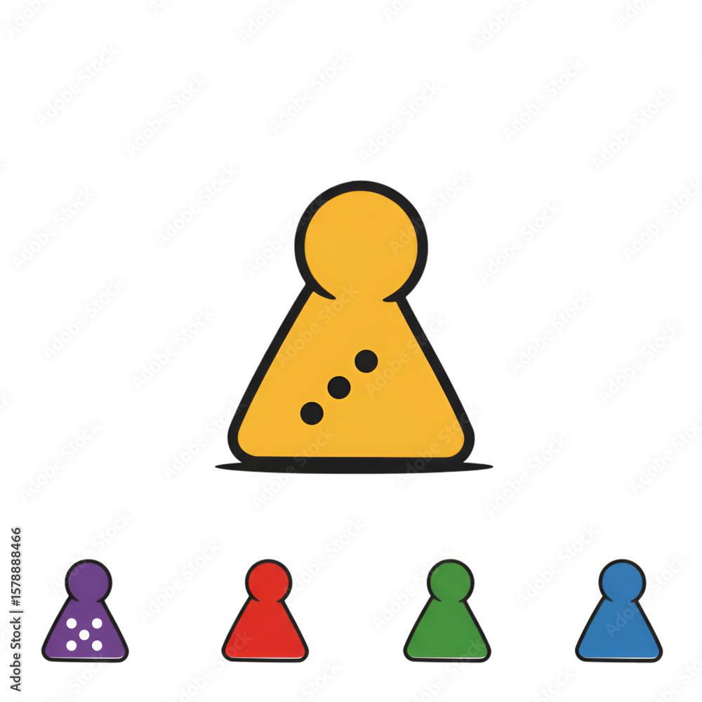 Poster board game illustration of game pieces icon vector in transparent background