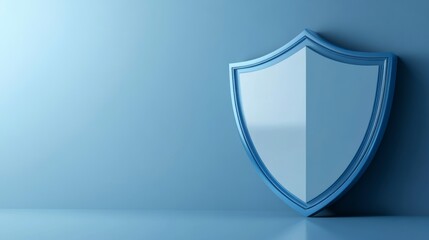 Blue shield on blue background; security, protection concept.