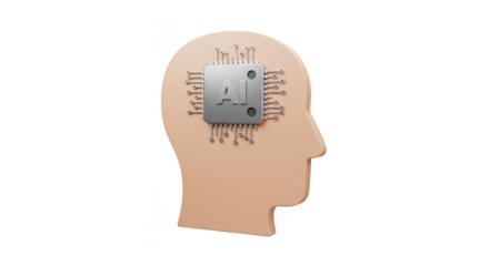 AI Head with Chip Illustration for Data Driven Intelligence Innovation
