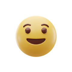 Fototapeta premium 3d Rendering of Yellow Smiling Face Emoji Icon with Transparent Background