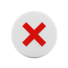 Obraz premium 3d Rendering Red Cross Sign White Button Transparent Background