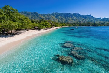 Tropical beach scene panorama